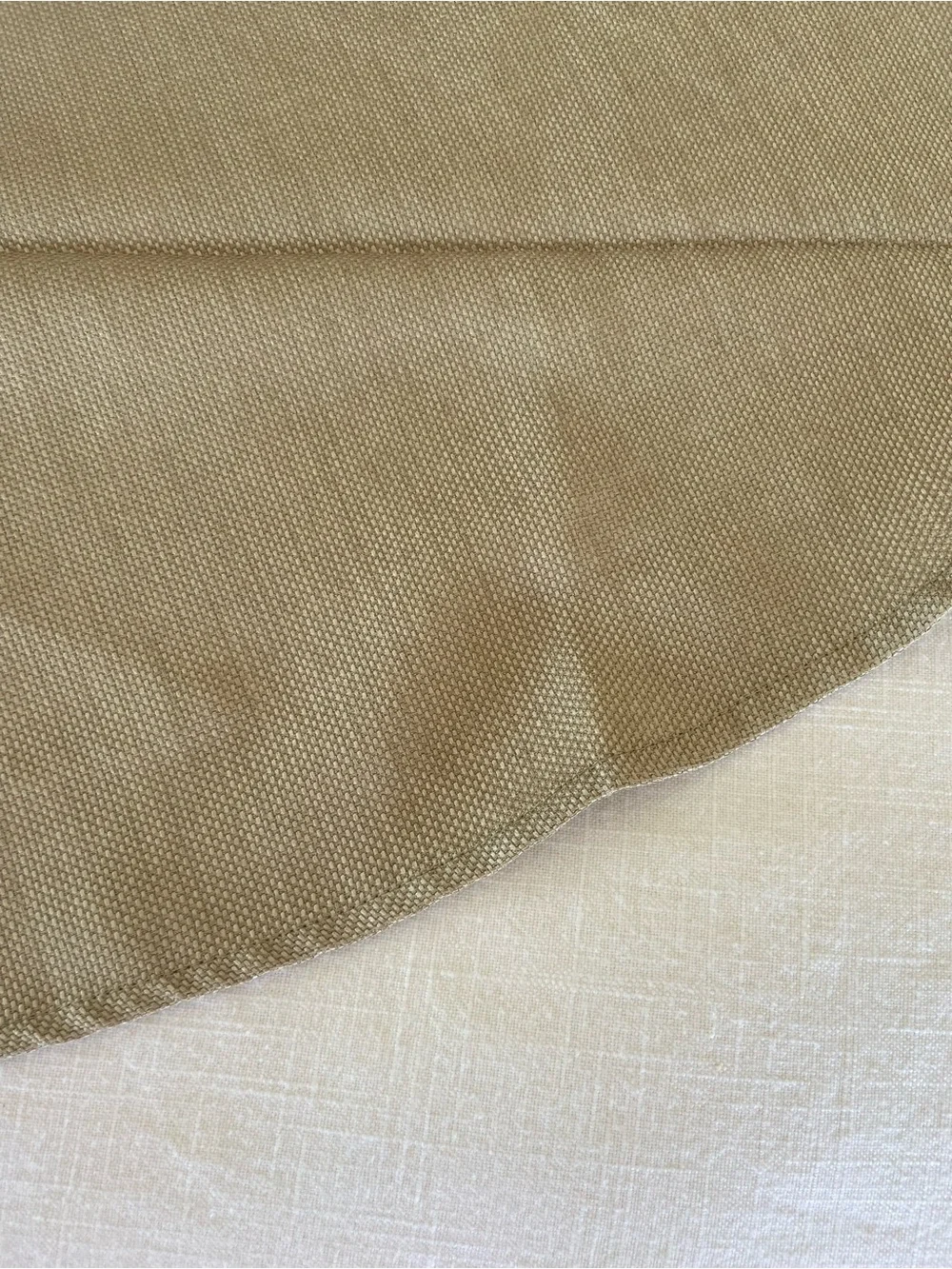 70” round table cloth neutral tan  Like new